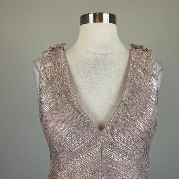 XSCAPE Women's Cocktail Dress Size 8 Pink Metallic Sleeveless Fit and Flare Mini - Picture 5 of 12